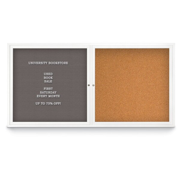Corkboard, Single Door, Radius Frame, 24x36", Satin/Pearl
